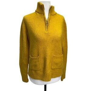 Marled Reunited  Mustard Yellow Henley Pullover Sweater Size S